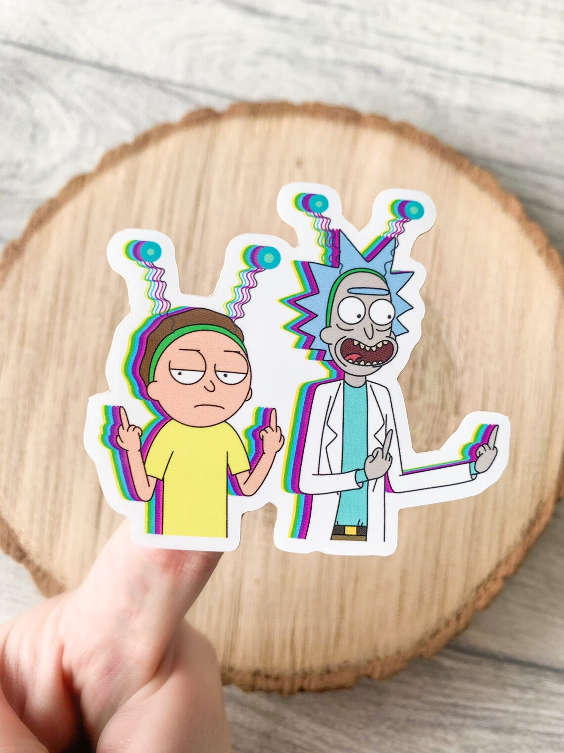 Waterproof Rick and Morty Middle Finger Vinyl sticker decal | Etsy
