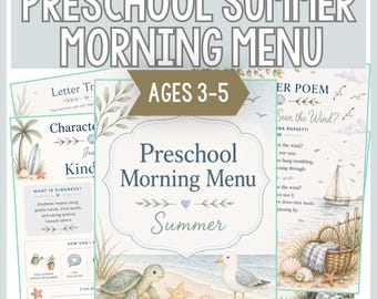 Summer Morning Menu Preschool, Homeschool Morning Menu Worksheets, Kindergarten Morning Time Pages, Preschool Morning Time, Calendar Skills