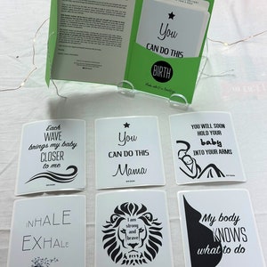 Beautiful pack of 6 motivational mantras affirmation stickers to empower pregnant women to give birth during labor and delivery afbeelding 1