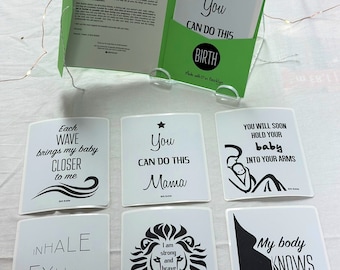 Beautiful pack of 6 motivational mantras affirmation stickers to empower pregnant women to give birth during labor and delivery