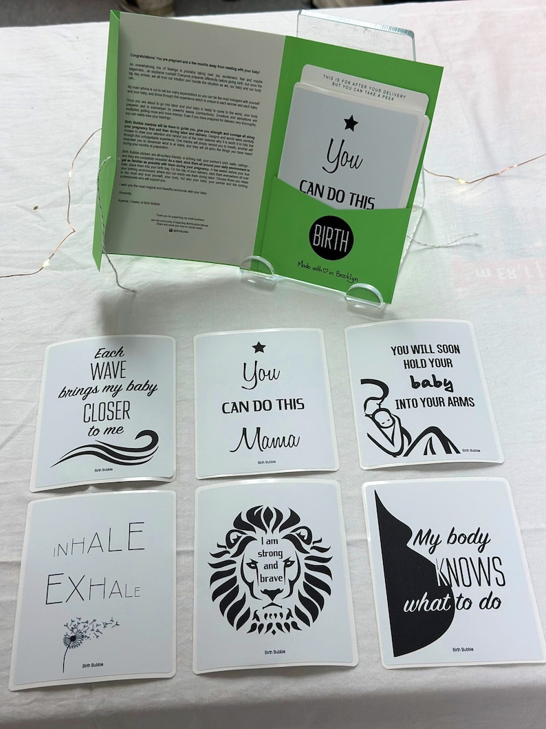 Beautiful pack of 6 motivational mantras affirmation stickers to empower pregnant women to give birth during labor and delivery afbeelding 1