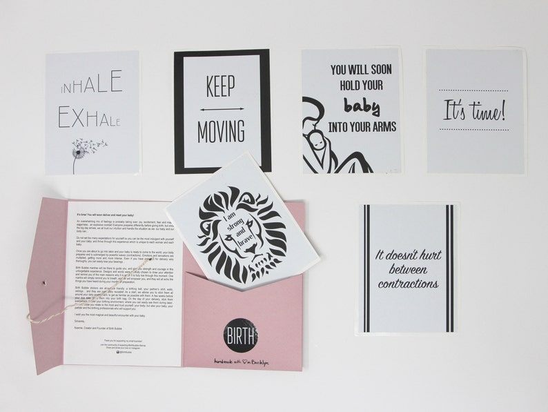 Beautiful pack of 6 motivational mantras affirmation stickers to empower pregnant women to give birth during labor and delivery English