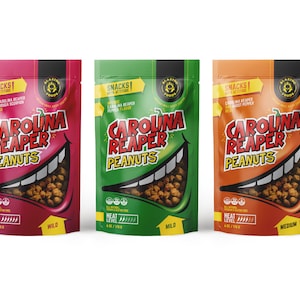 Carolina Reaper Pepper Peanuts by deathnuts.com small batch Super XL Peanuts & Carolina Reaper Pepper for a sweet, hot crunchy snack