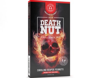 Original Death Nut Challenge world's hottest peanuts with Carolina Reaper Peppers by Blazing Foods VERSION 2.0