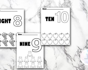 Colorning number worksheets 8-10
