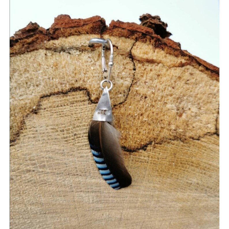 Jay Handmade Sterling Silver 925 Earring Natural Bird Feather Earring Jay Jay