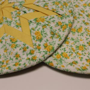 Yellow Rose Layered Star Quilted Hot Pad, Table Topper, Trivet, Amish Star, Home Decor, Gift