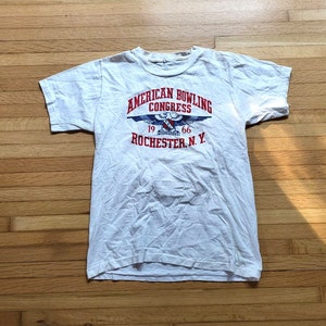 Vintage &quot;American Bowling Congress 1966&quot; Distressed T-Shirt Men&#39;s XS-S / Thrashed