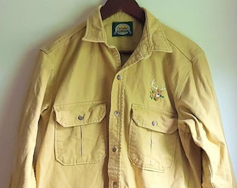 Vintage 1990's Cabela's Whitetail Deer Buck Button Down Hunting Shirt / M to L