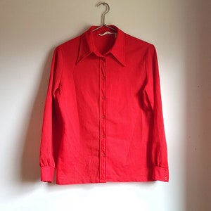 Vintage 1970&#39;s Red Poly Button Western Shirt / Medium / Rockabilly
