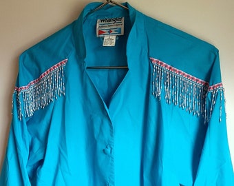 Vintage 1990's Wrangler's Western Apparel Blouse / Button / Pioneer Cowgirl / M to L