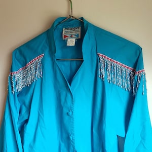 Vintage 1990&#39;s Wrangler&#39;s Western Apparel Blouse / Button / Pioneer Cowgirl / M to L