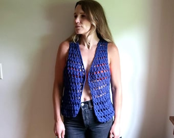 Vintage 1990 Mesh Style Acryl Strickpullover Weste / Medium /