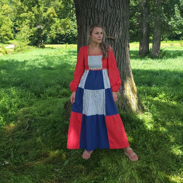Vintage Young Edwardian Patchwork Dress / Flow / Small / Renaissance