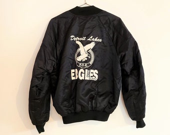Vintage Detroit Lakes Fraternal Order of Eagles Bomber Jacket M to L / Nylon Satin
