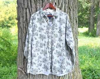 Vintage Woolrich 2XL XXL Enten Print Grafik Hemd mit Knöpfen