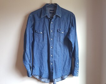 Vintage Wrangler Denim Pearl Snap Western Shirt / Medium