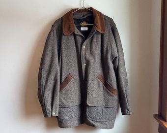 Vintage Woolrich Wool Tweed Men's Overcoat Jacket / Liner / Large