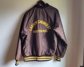 Vintage 1970's Chevy Chevrolet Bomber Nylon Jacket / L / Racing Advertising