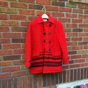 Abrigo estilo manta de la Bahía de Hudson, vintage, de los años 60 a 70 / Tallas S a M para mujer / Lana a rayas