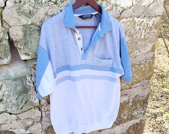 Vintage 1980's Leisure Athletic Polo Sweatshirt Shirt / L