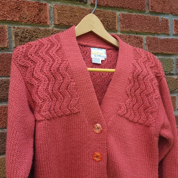 Vintage 1970's DonKenny Cardigan Cable Knit Sweater / Women's S to M