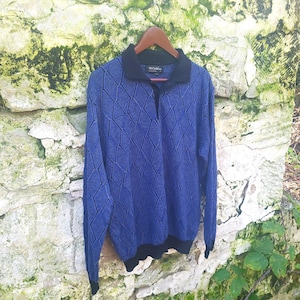 Vintage 1990&#39;s St. Croix Knit Striped Patterned Polo Sweater Shirt / Medium