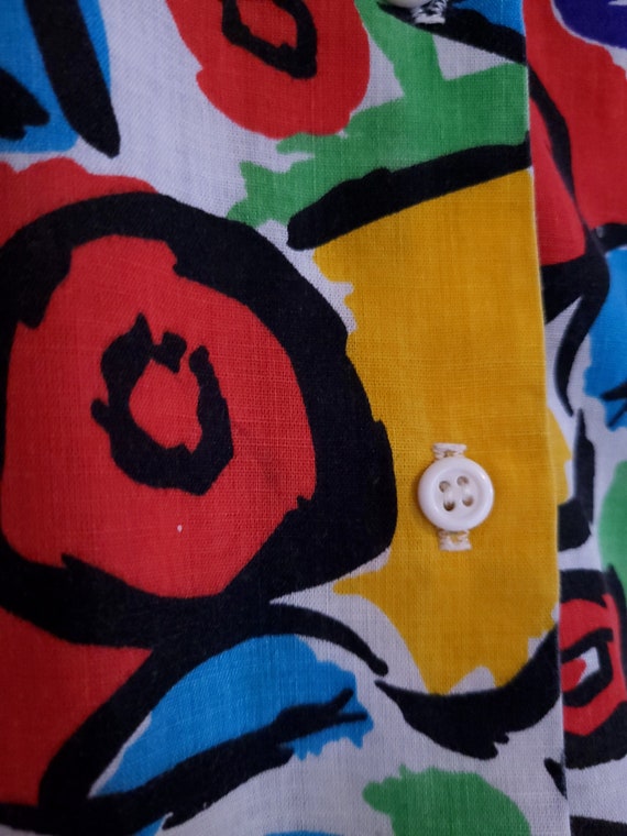 Vintage Thin Abstract Patterned Button Front Shirt - image 5