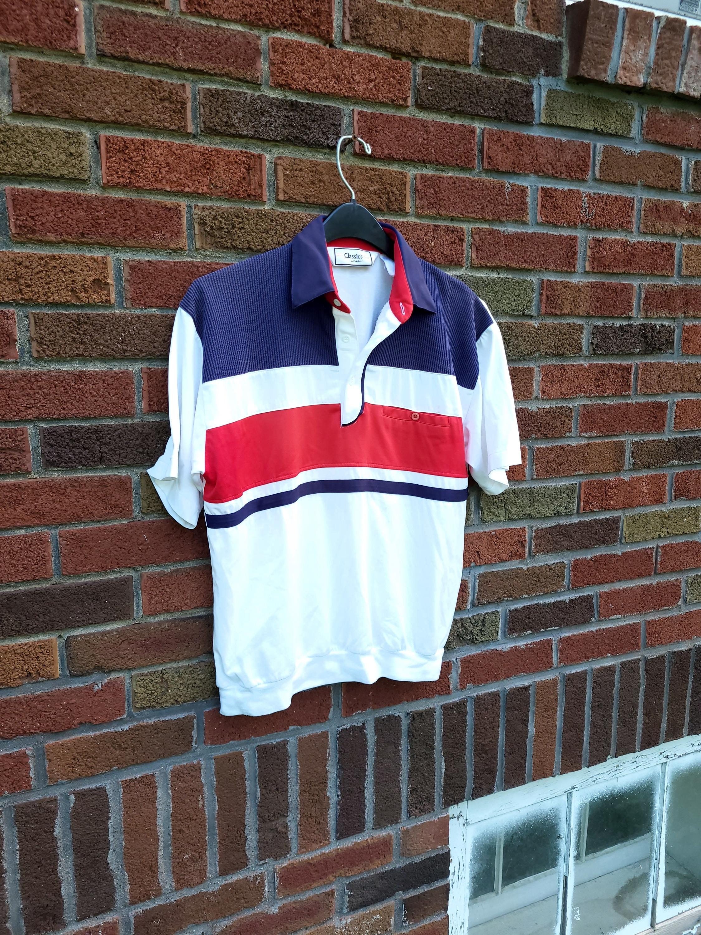 Vintage 1980's to 1990's Men's Striped Colorblock Polo Shirt / S