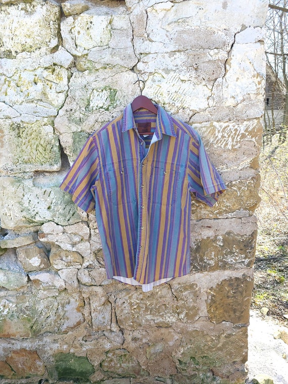 Vintage 1990's Wrangler Striped Button Down Shirt 