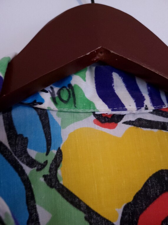 Vintage Thin Abstract Patterned Button Front Shirt - image 7