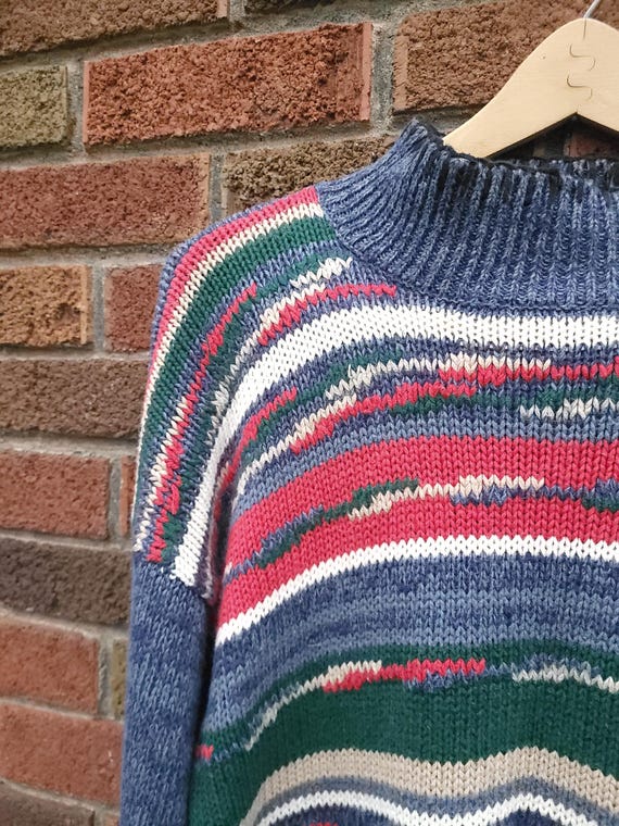 Vintage 1990's Striped Patterned Pullover Knit Ju… - image 2