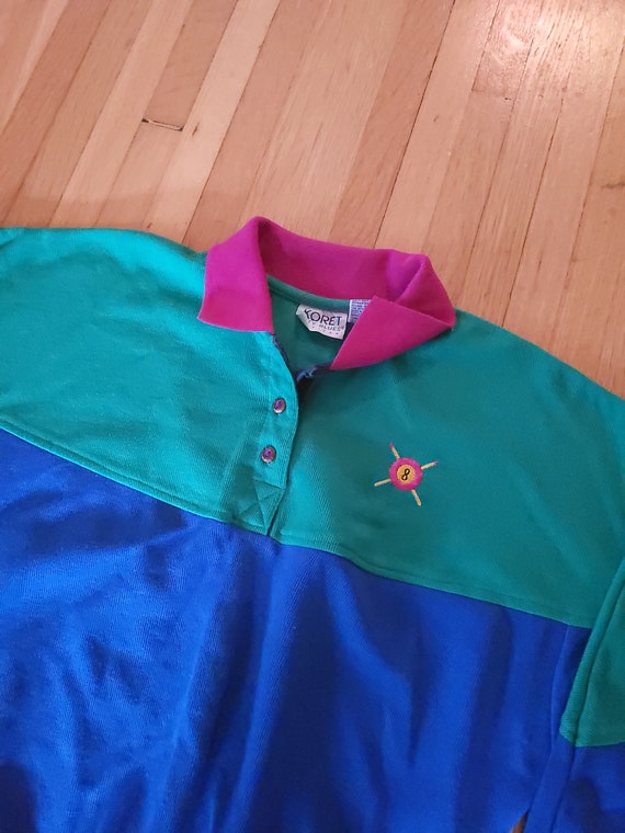 Vintage 1980's Koret Colorblock Polo Long Sleeve … - image 2