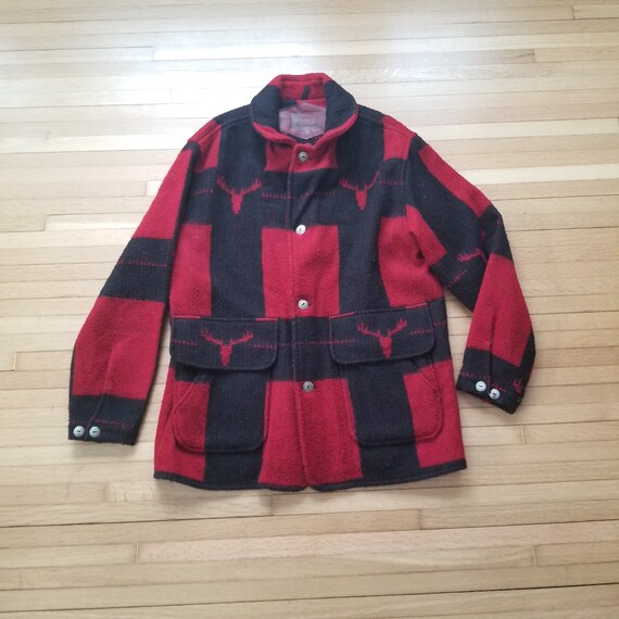 Vintage Wool Woolrich Moose Jacket / Large / 1970'