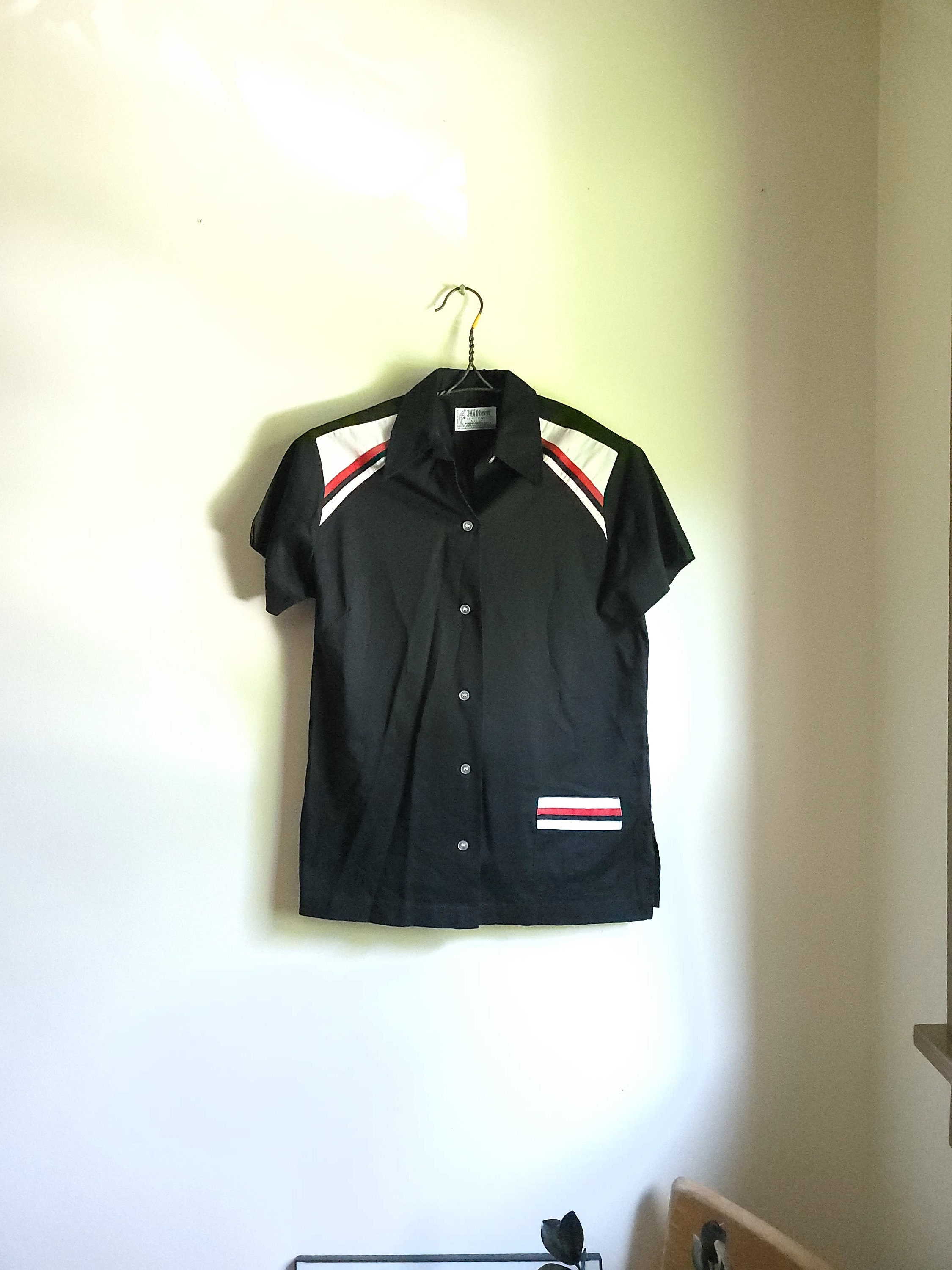 【国内配送】 1970's Vintage Black S to XS / Shirt Bowling Thin Hilton ウェア・シャツ