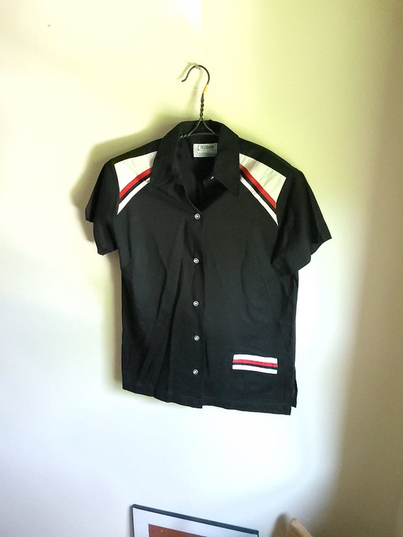 Hilton 70sボウリングシャツ ブラック ヴィンテージシャツ　黒　Lサイズ ビンテージ 黒ボウリングシャツ Hilton 70sボウリングシャツ ブラック