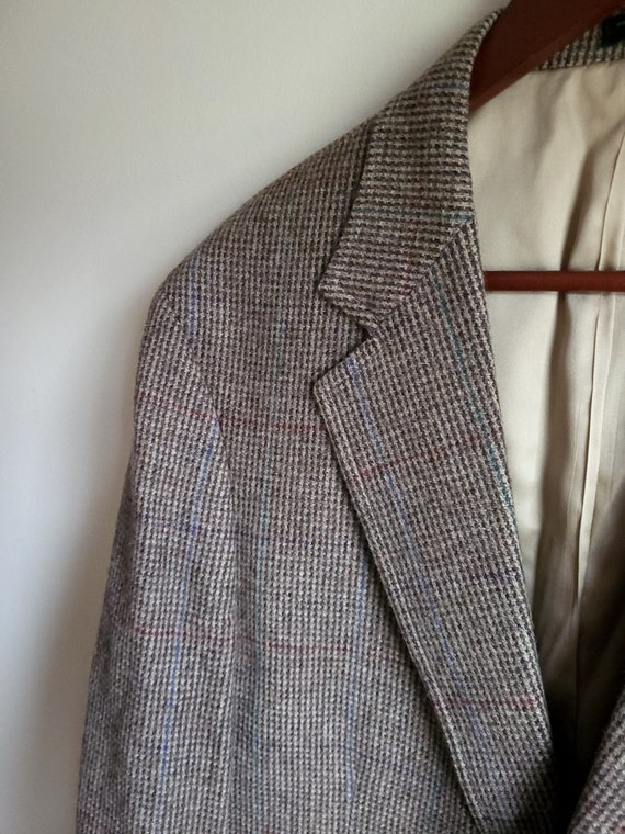 Vintage 1970's Wool Plaid Striped Tweed Men's Bla… - image 2