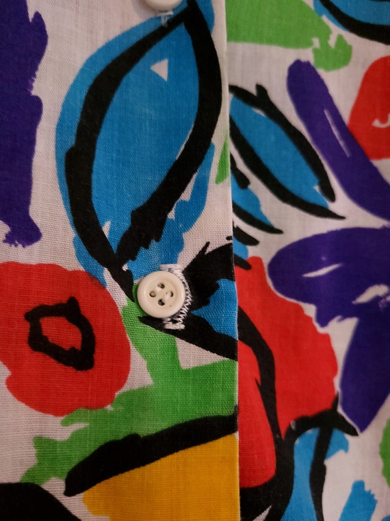 Vintage Thin Abstract Patterned Button Front Shirt - image 8