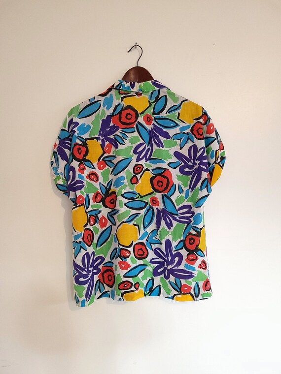 Vintage Thin Abstract Patterned Button Front Shirt - image 9