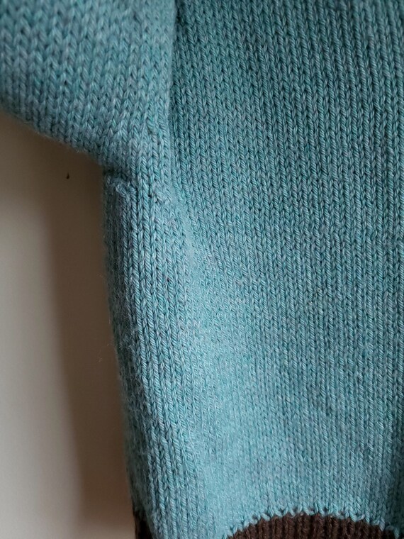Vintage 1970's Blue Hand Knit Cardigan Sweater / … - image 6