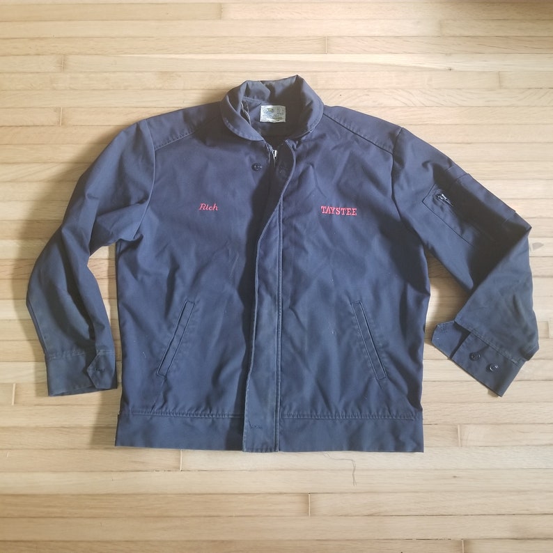 Vintage Flexbac Men/'s Work Coat Mechanics Coat Size 40 Medium Navy Blue Chore Jacket Uniform