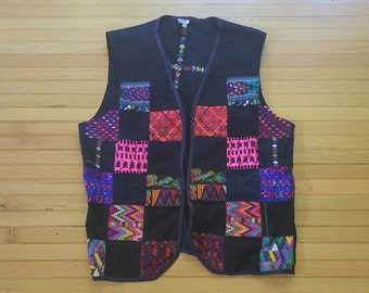 Vintage Y2K 1990's XL Patchwork Sleeveless Vest / Women's Vest Quilt
