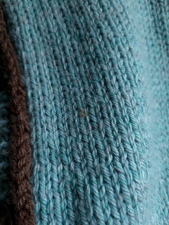 Vintage 1970's Blue Hand Knit Cardigan Sweater / … - image 5
