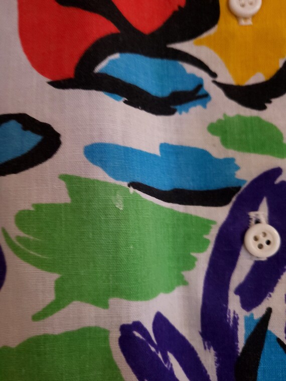 Vintage Thin Abstract Patterned Button Front Shirt - image 6