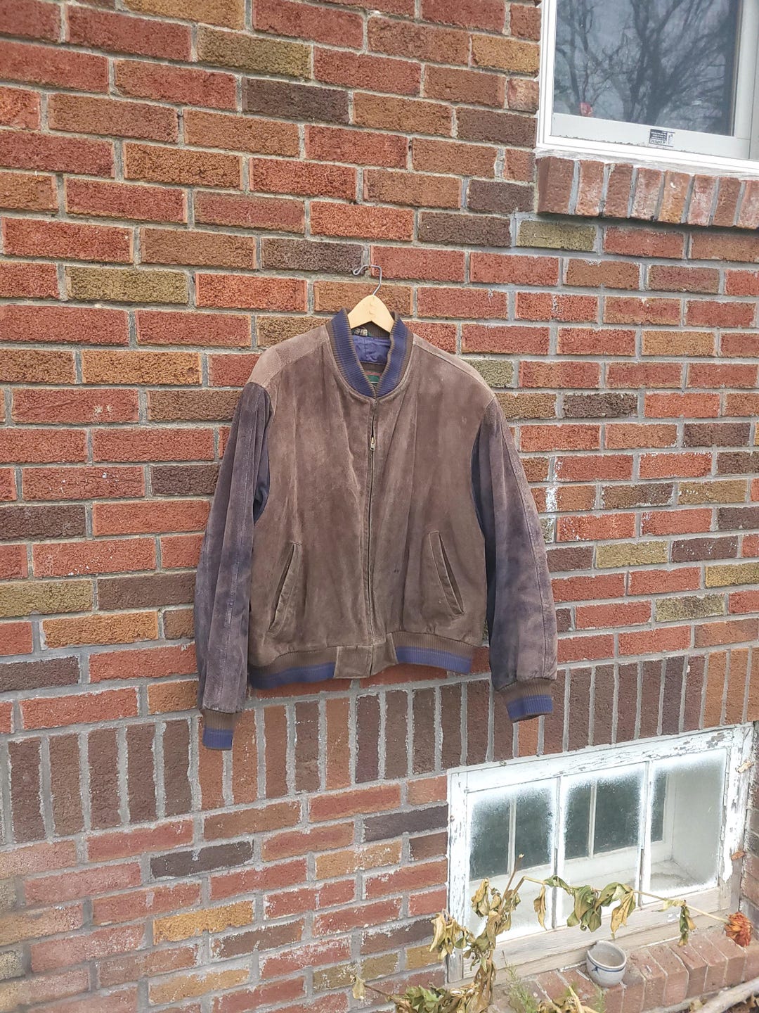 Vintage 1990's Colorblock Field & Stream Leather Suede Bomber Jacket ...