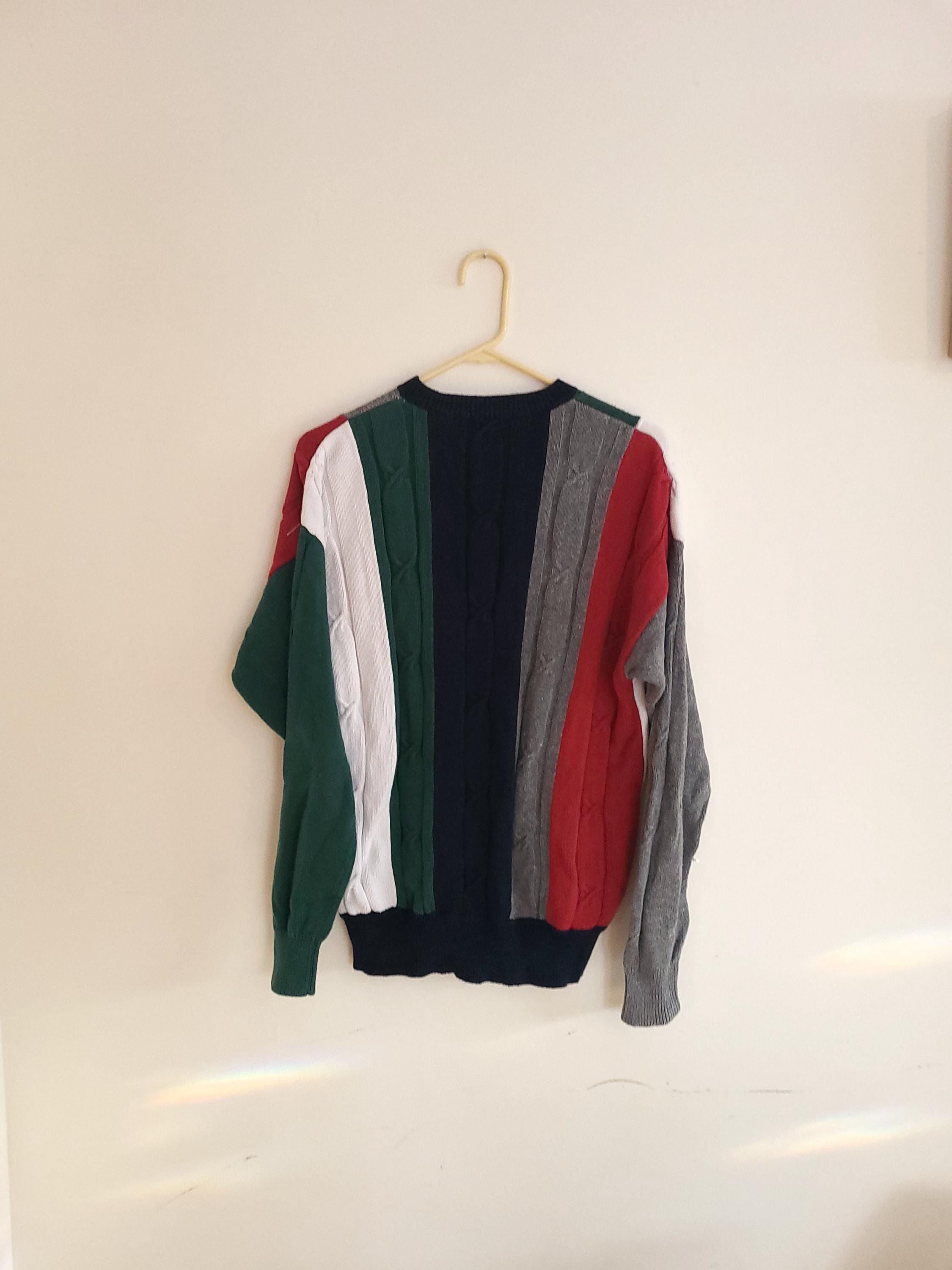 Vintage Nautica Striped Colorblock Cable Knit 1990