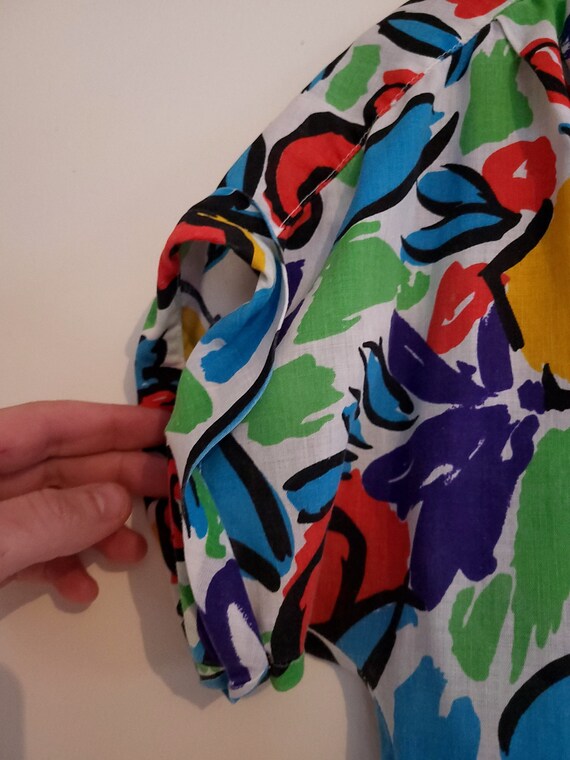 Vintage Thin Abstract Patterned Button Front Shirt - image 10