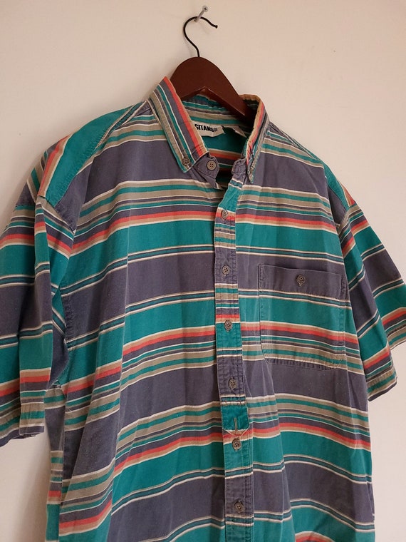 Vintage 1990's Striped Button Down Gitano Shirt / 