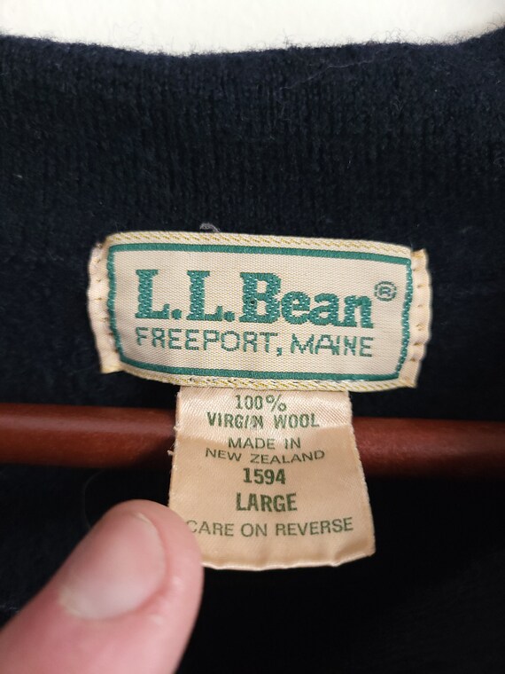 Vintage 1990's LL Bean Wool Polo Sweater / Stripe… - image 5