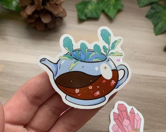 Witchy Tea Sticker Set: Teacup, All Seeing Eye, Crystal (Glossy & Matte)